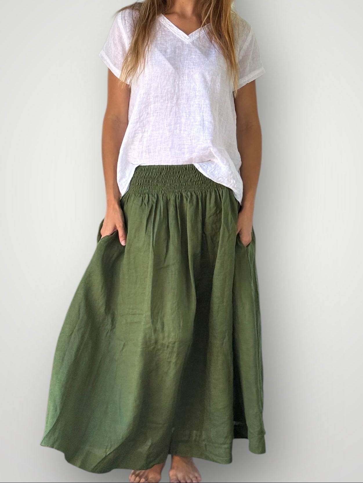 lulu skirt - moss linen Apparel