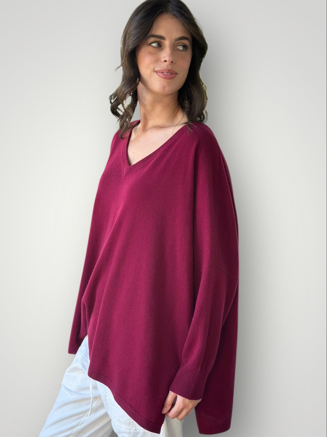 boyfriend v cashmere knit-pinot Apparel