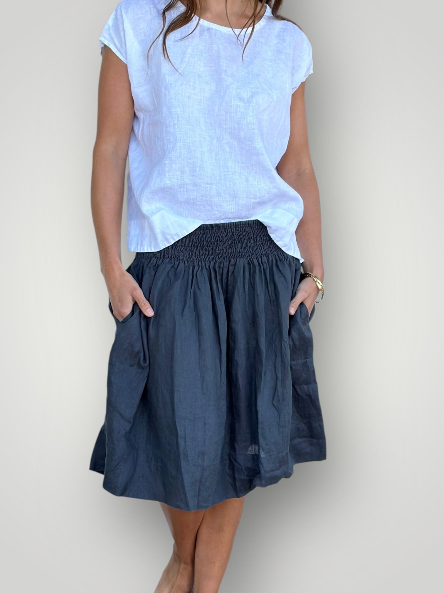 zoe skirt - charcoal linen Apparel