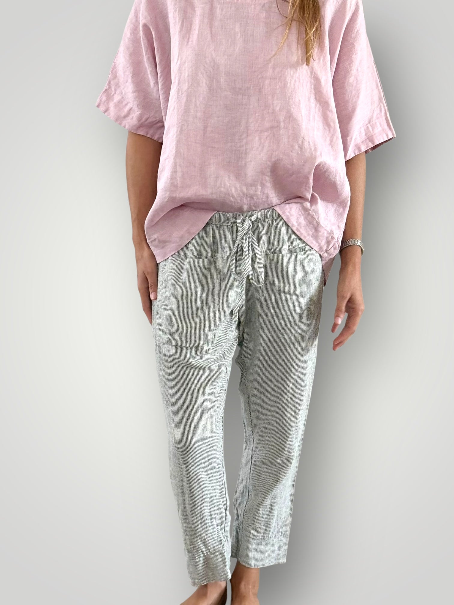 darcy pants - fine grey stripe linen Apparel