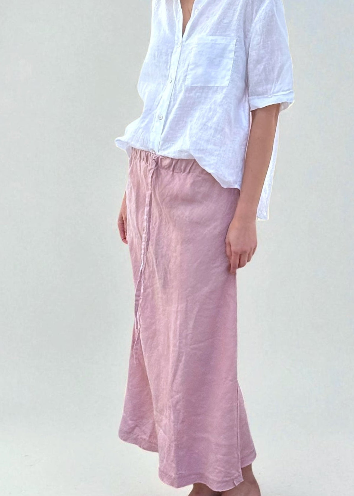 anthea skirt - dusty rose linen Apparel