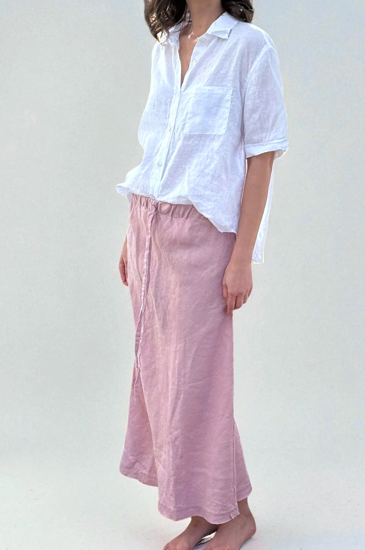 anthea skirt - dusty rose linen Apparel