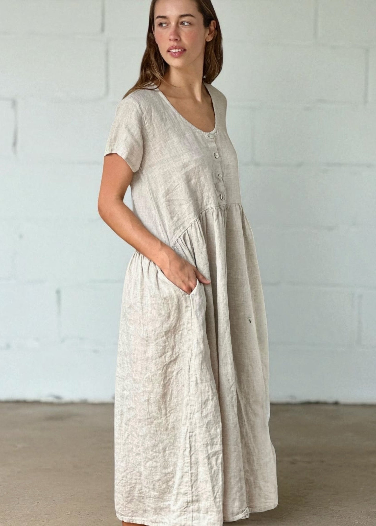 audrey dress - natural linen Apparel