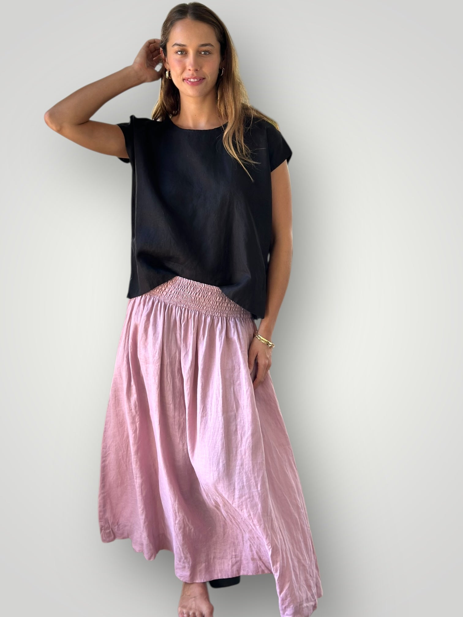 lulu skirt - dusty rose linen Apparel