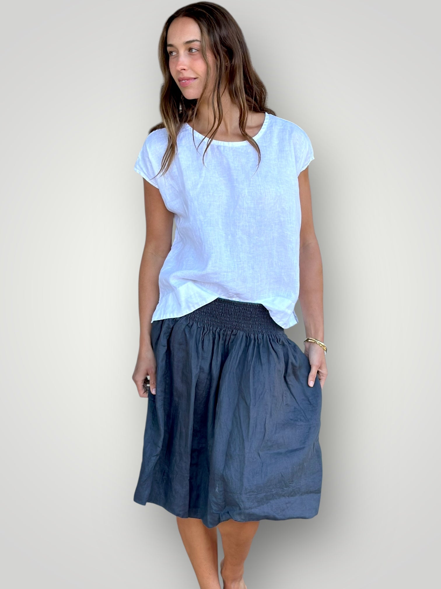 zoe skirt - charcoal linen Apparel