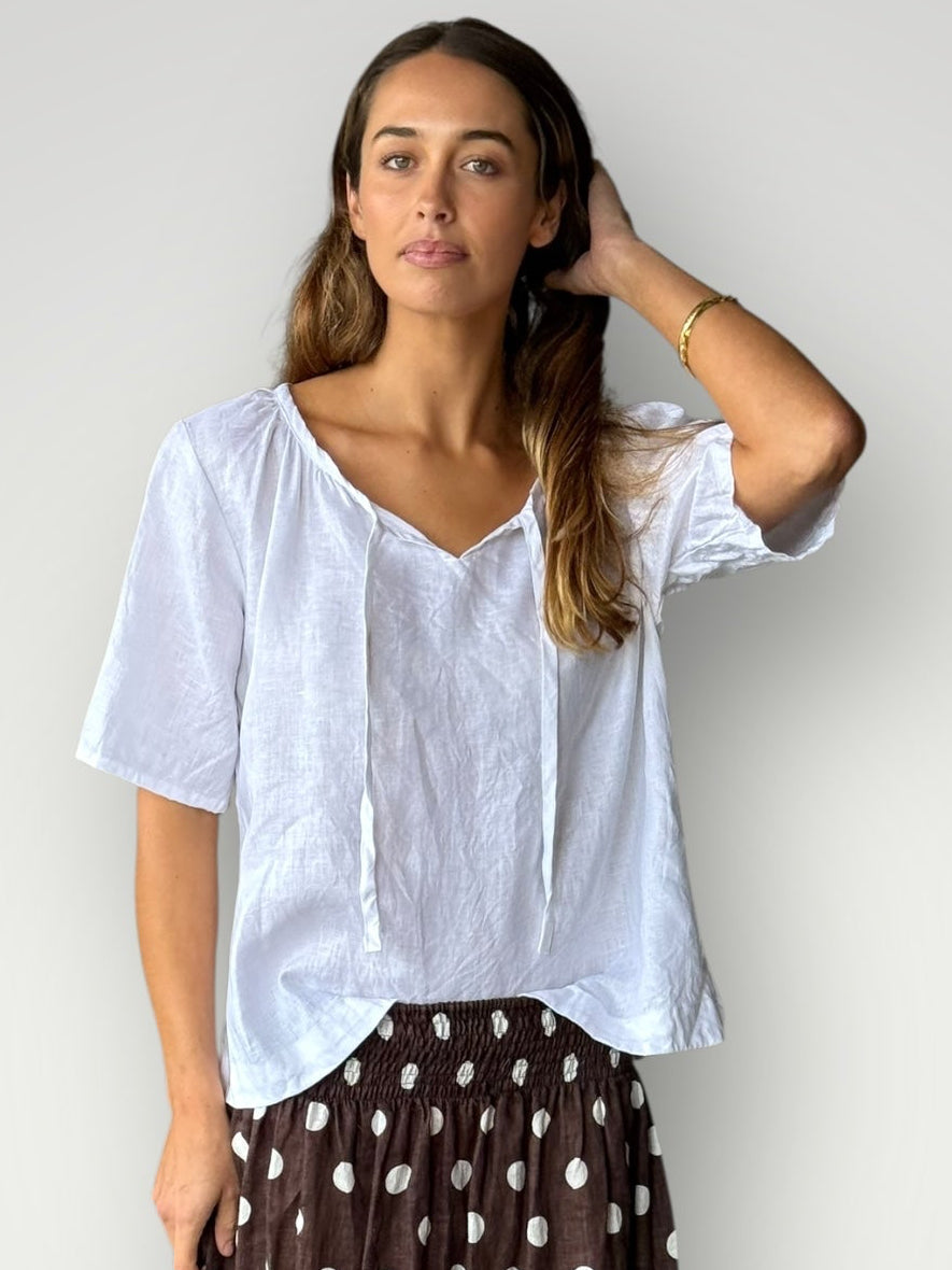 serena top-white linen