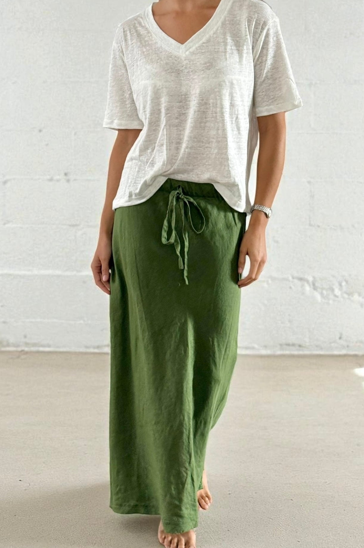 anthea skirt - moss linen Apparel