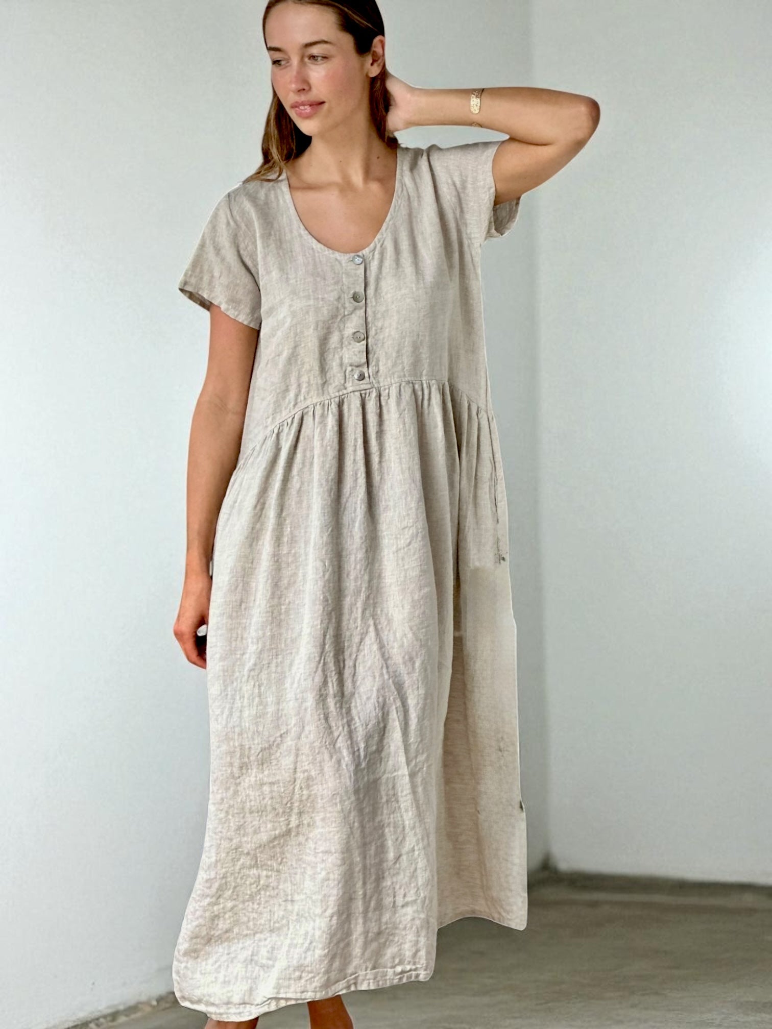 audrey dress - natural linen Apparel