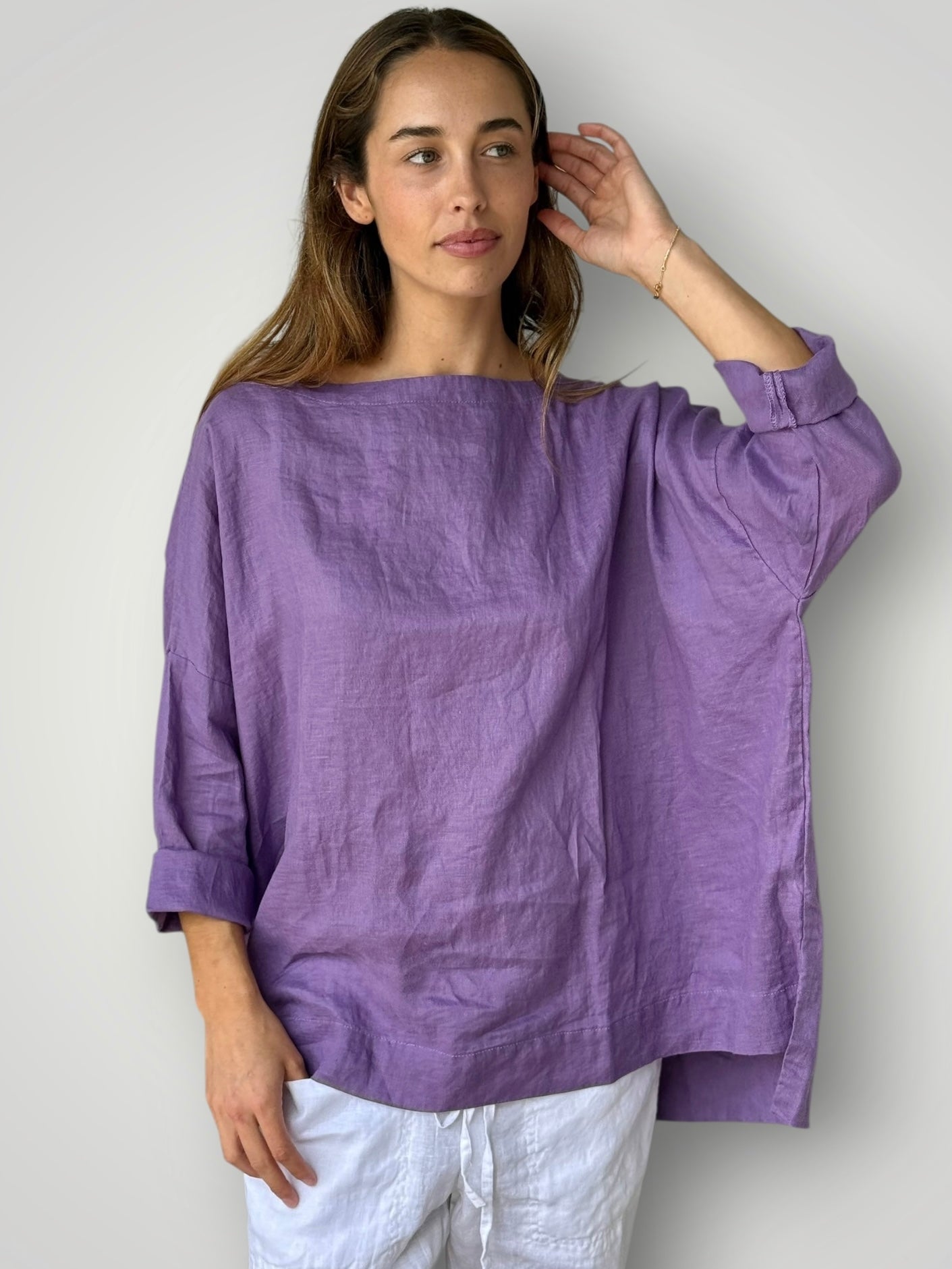 avril top - orchid linen Apparel
