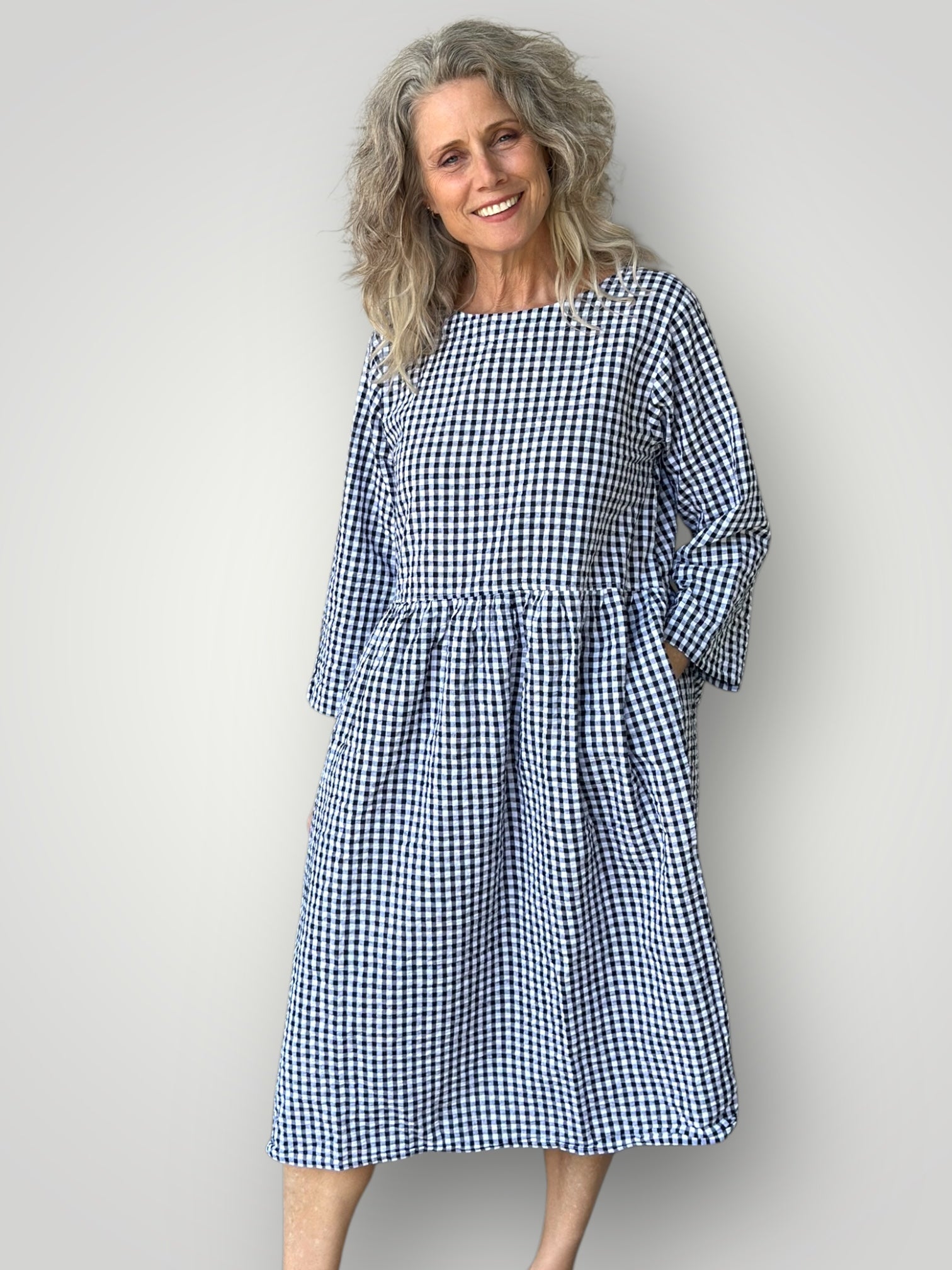 april dress - black gingham cotton Apparel