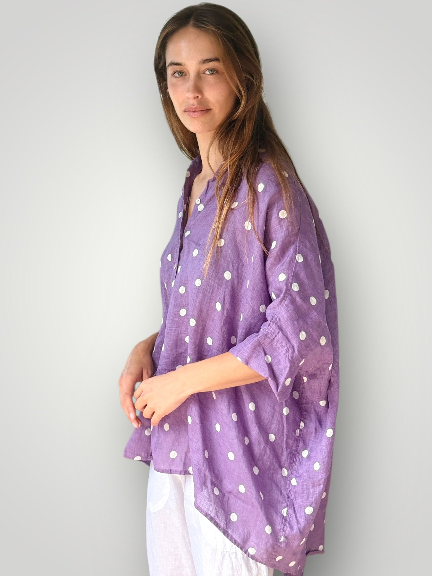 issey shirt - orchid spot linen Apparel