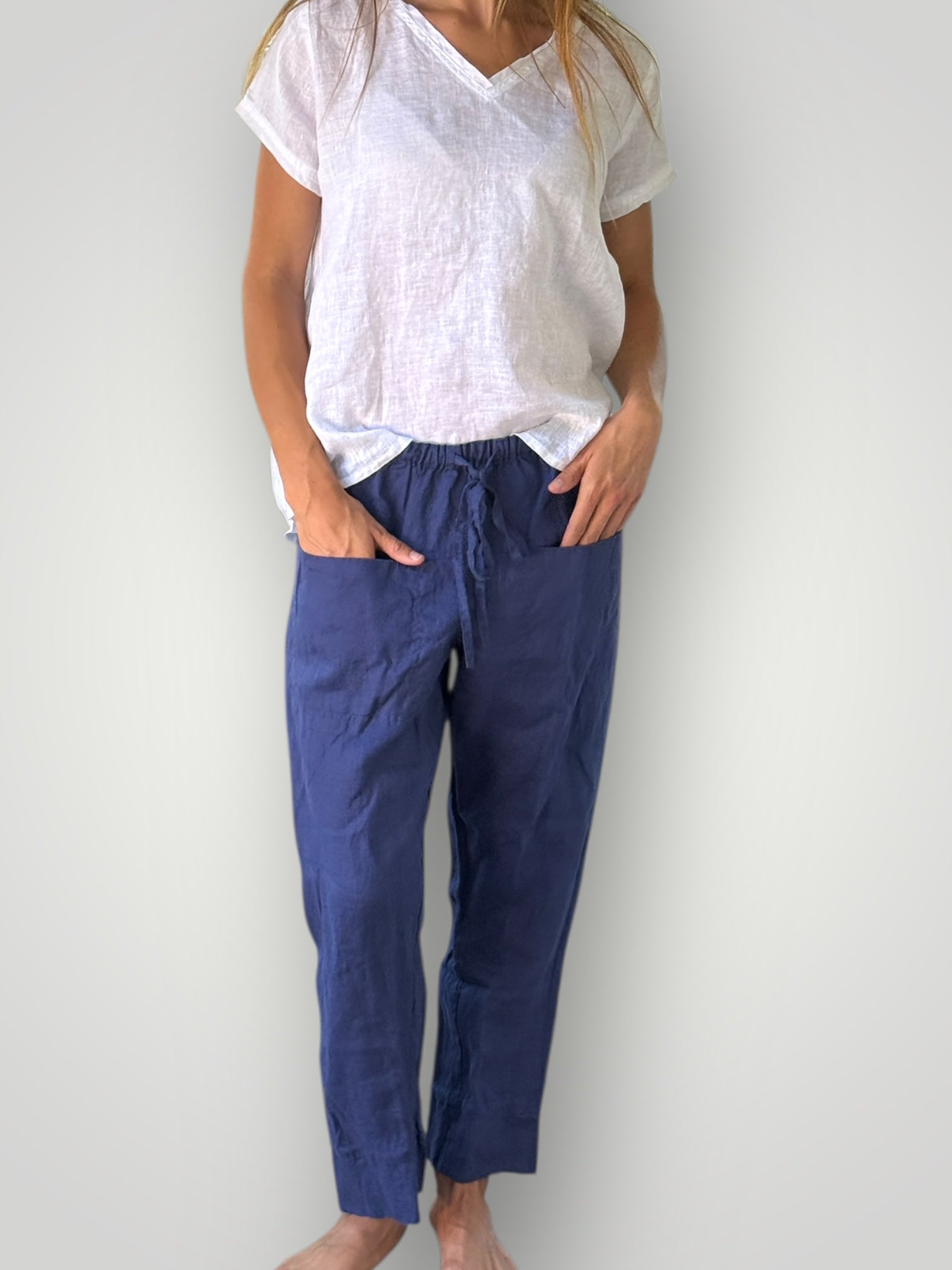 darcy pants - blue dusk linen Apparel