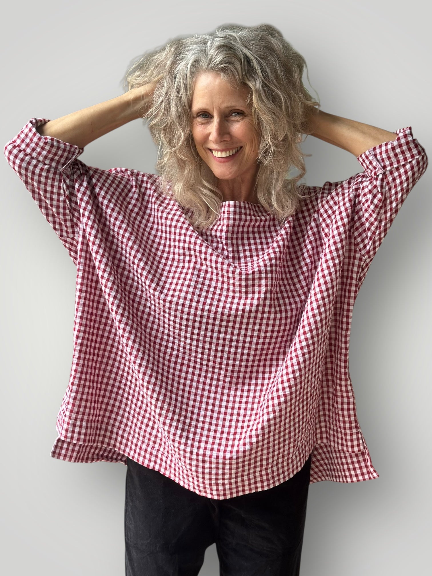 avril top - dark red gingham Apparel