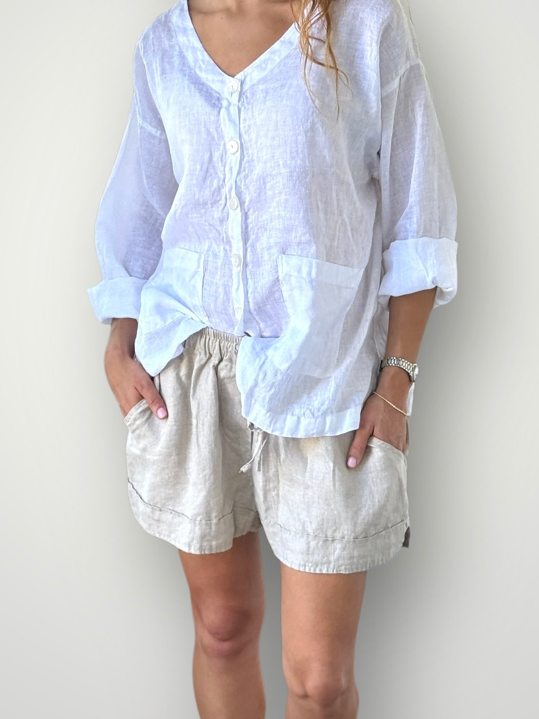 piper short - natural linen
