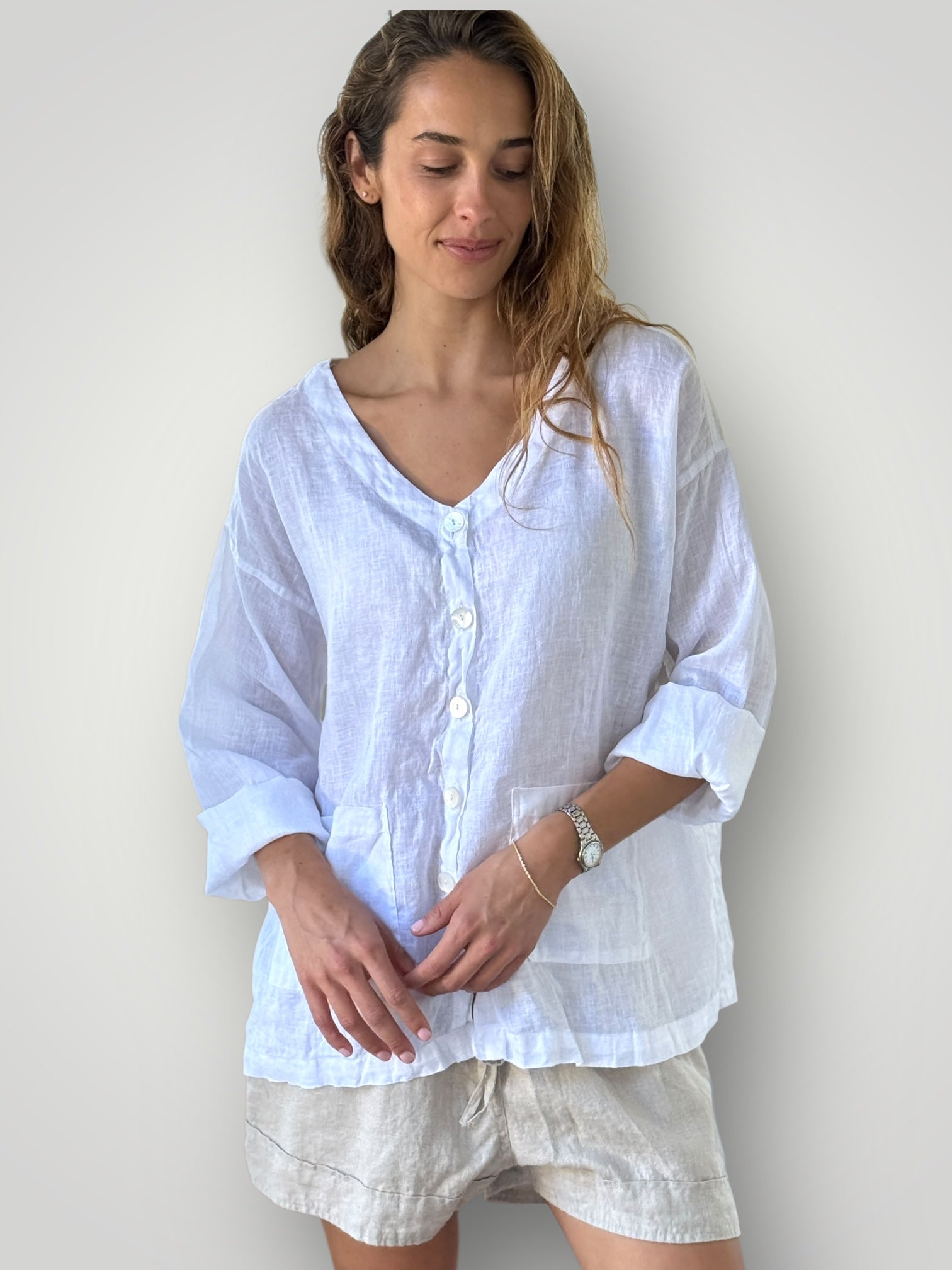 jamie jacket - white linen Apparel