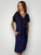 harper dress mid length -navy linen Apparel
