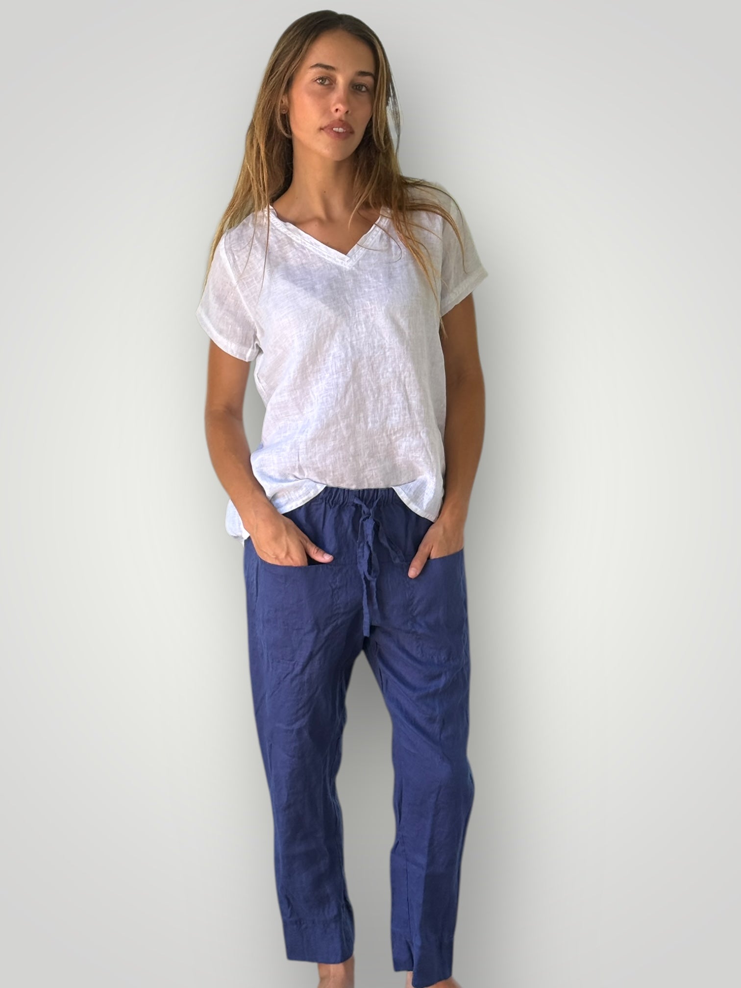darcy pants - blue dusk linen Apparel