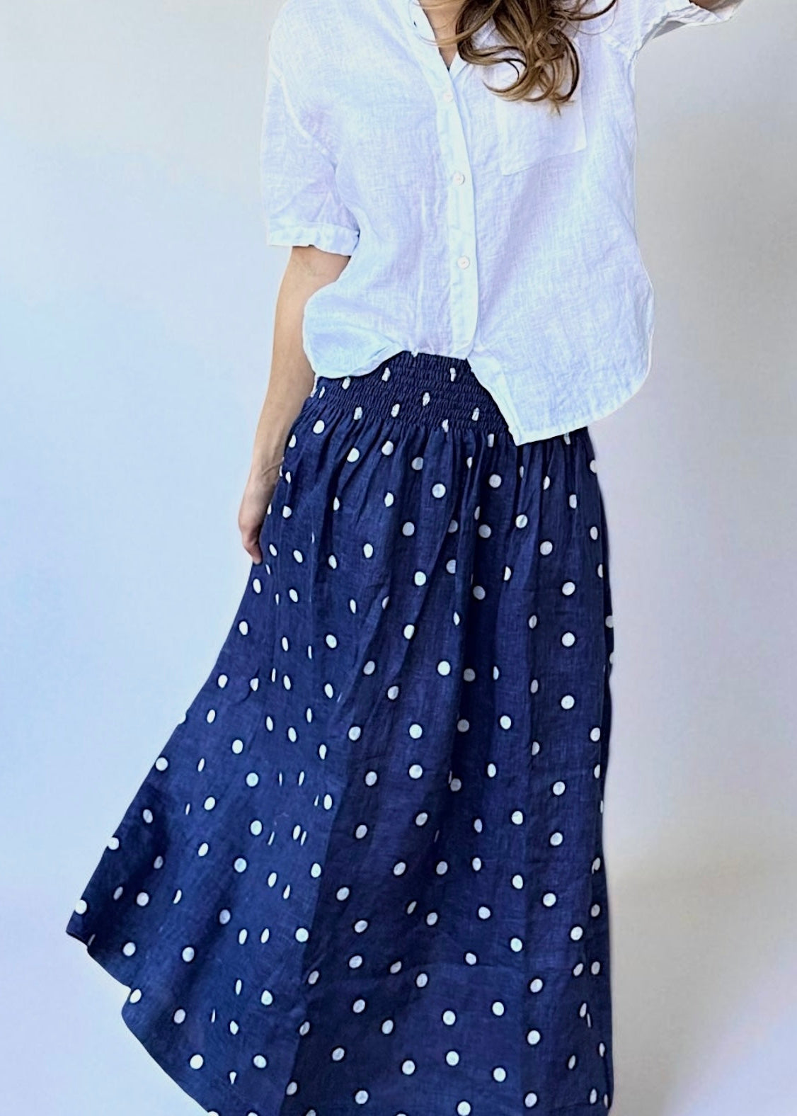 lulu skirt - blue dusk spot linen Apparel