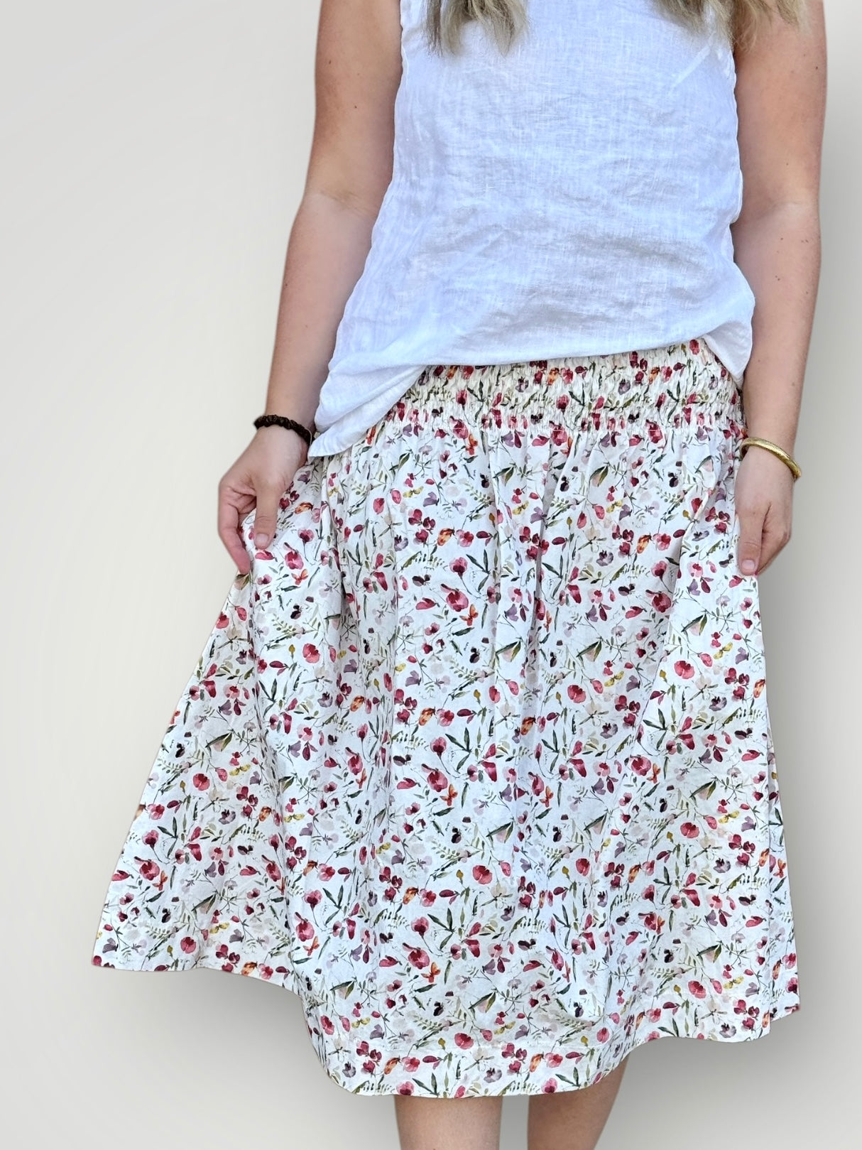 lola skirt - watercolour floral cotton Apparel