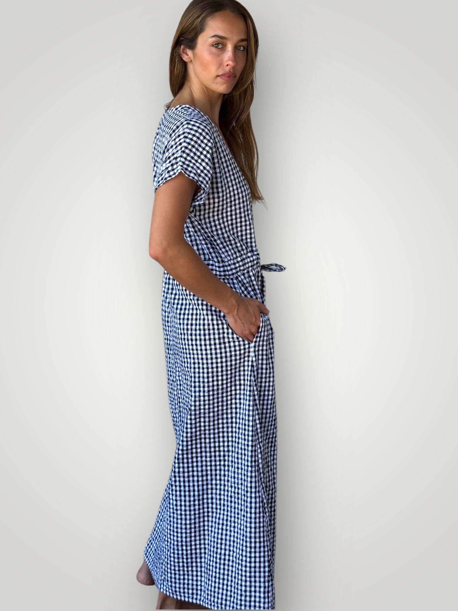 harper dress - black gingham cotton Apparel