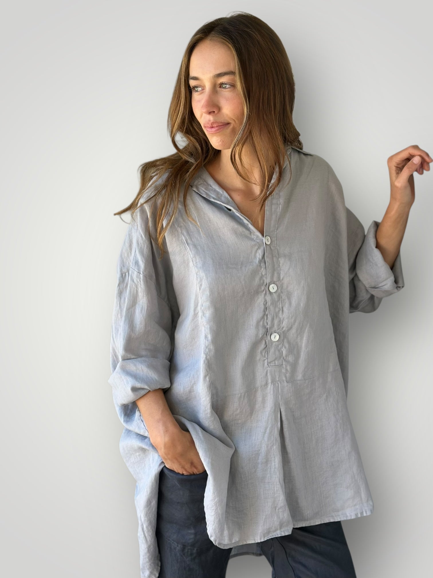 megan shirt-soft grey Apparel