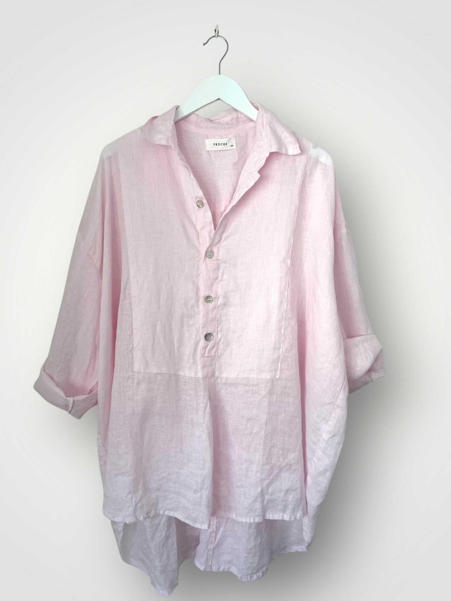 megan shirt - soft pink linen Apparel