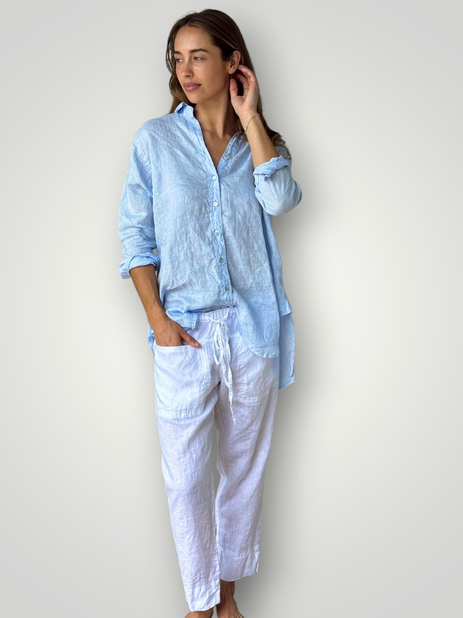 skyla shirt - soft blue linen Apparel