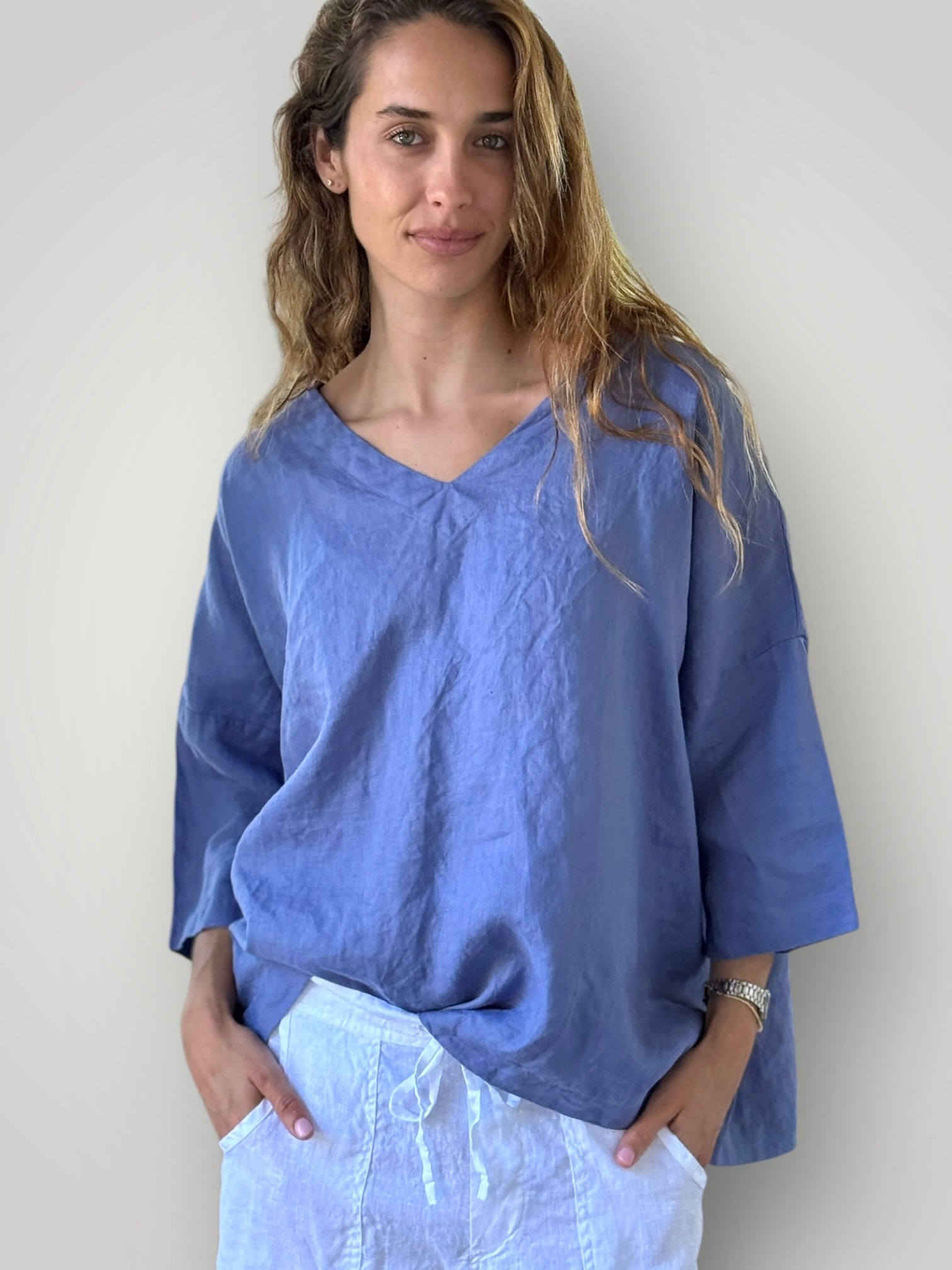 lydia top -cornflower linen Apparel