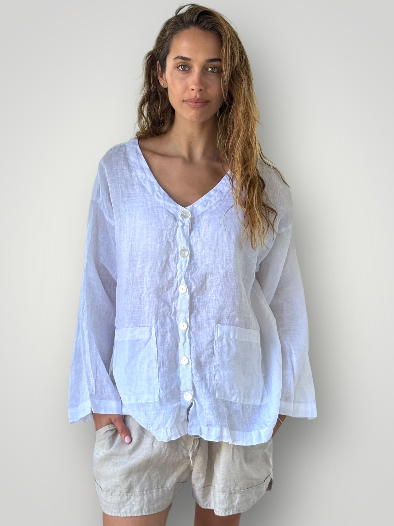 jamie jacket - white linen Apparel