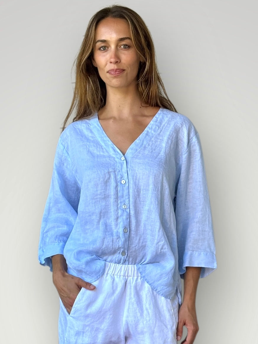 raine shirt - soft blue linen Apparel