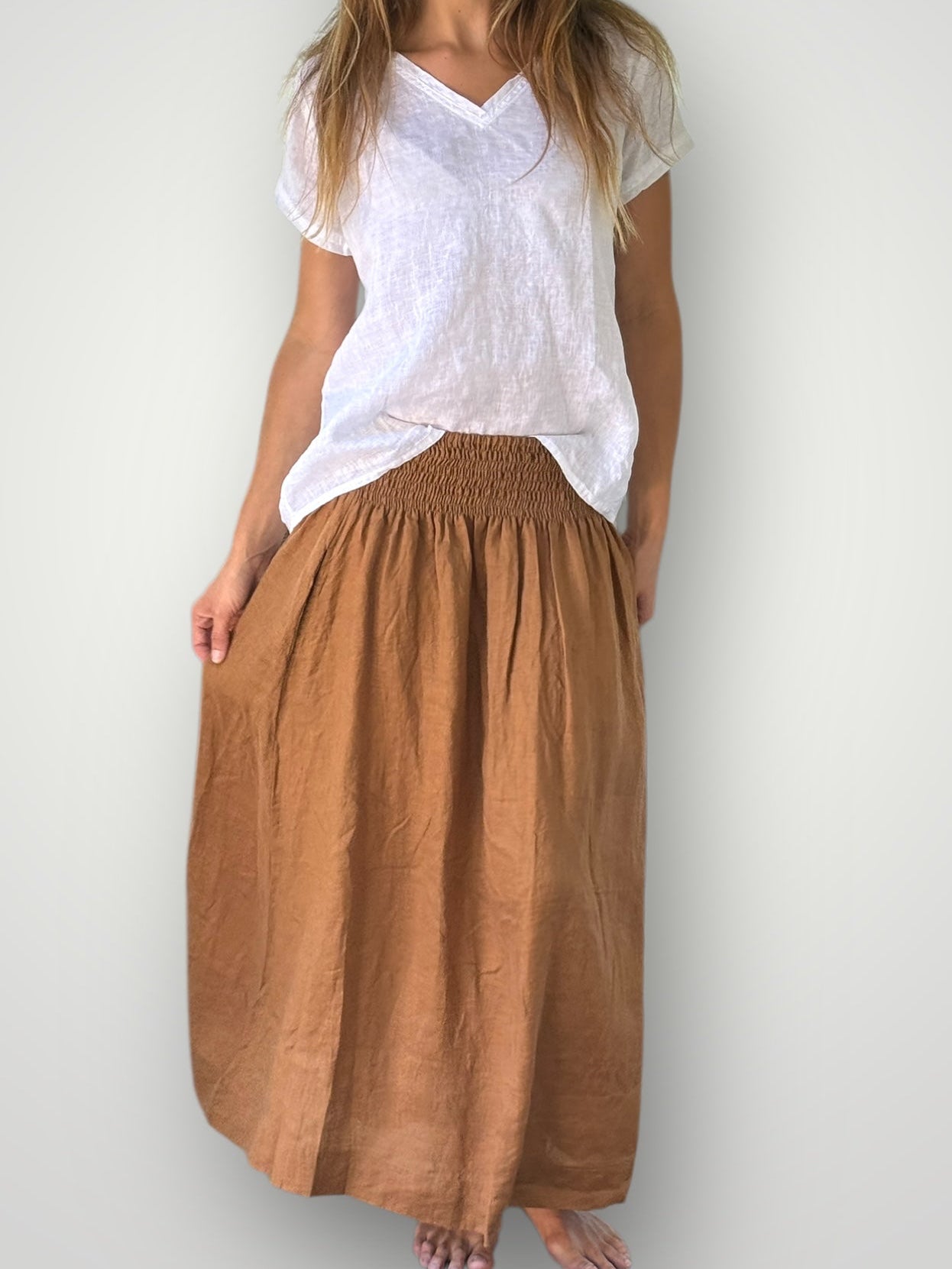 lulu skirt - caramel linen (Copy) Apparel