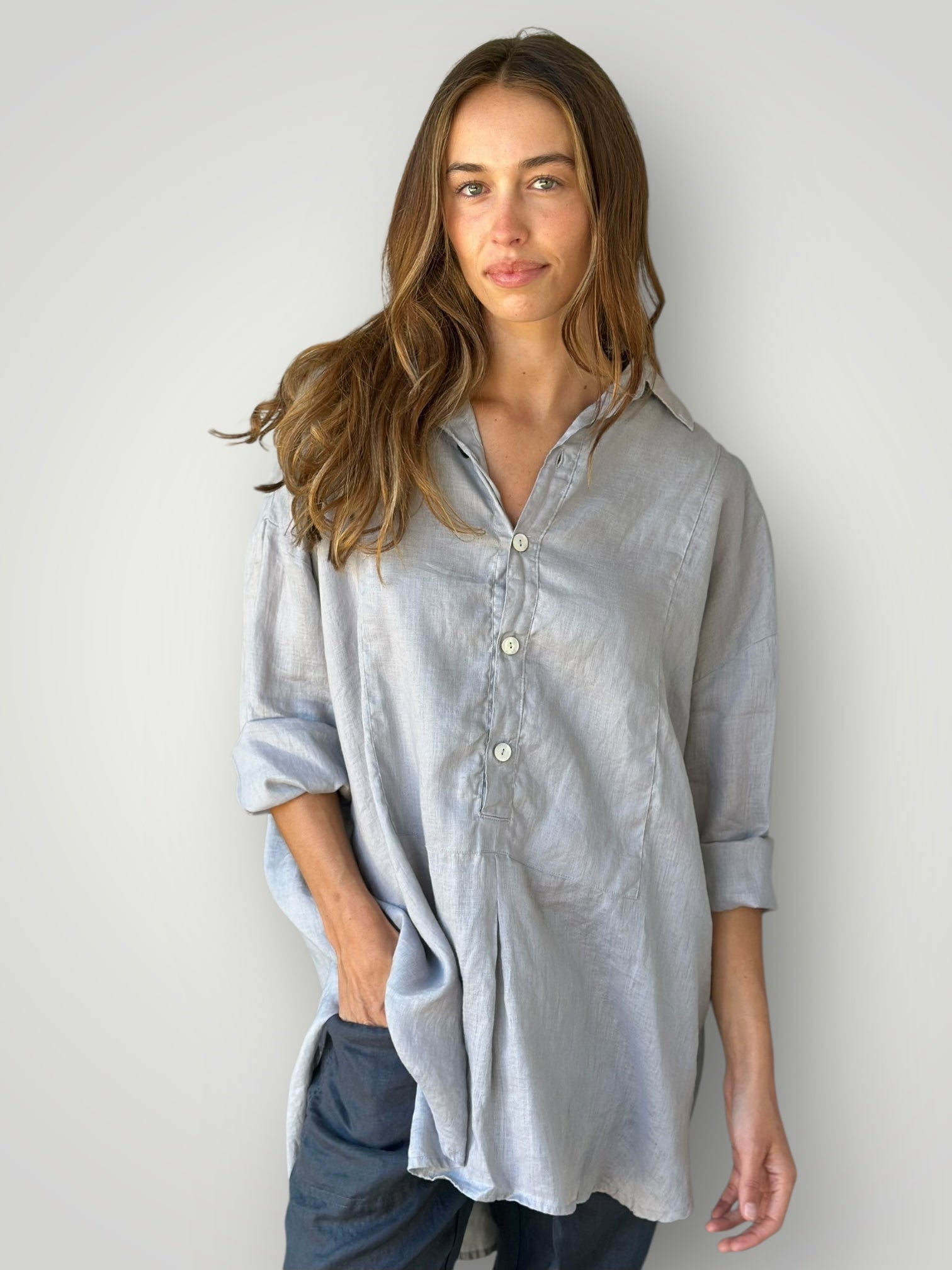 megan shirt-soft grey Apparel