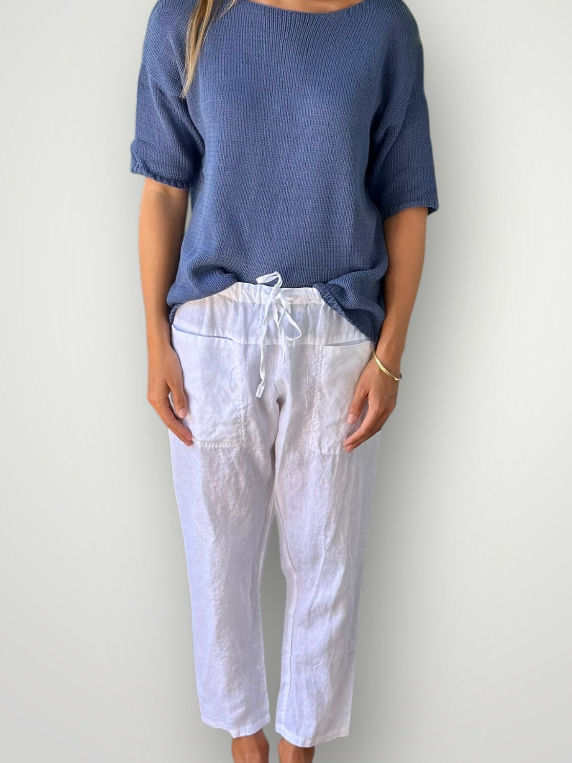 jessie pant-white linen Apparel