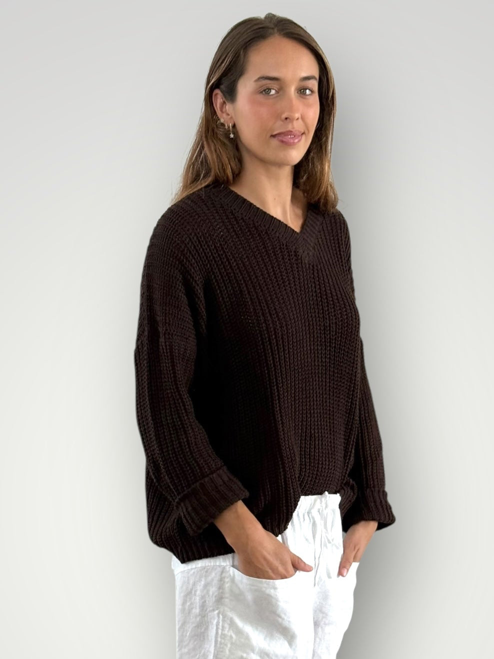 jasper cotton rib knit - chocolate Apparel