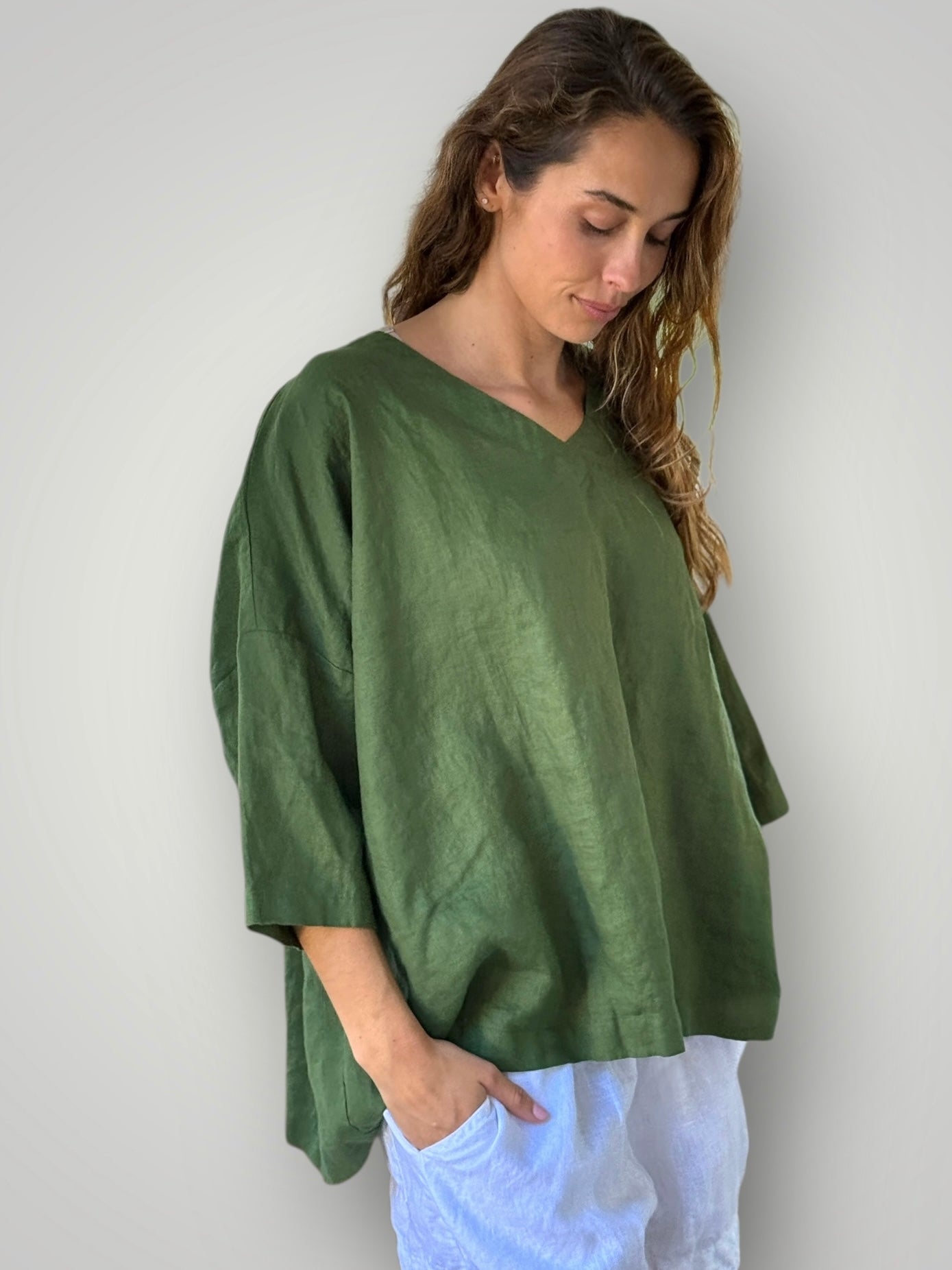 lydia top - moss linen Apparel