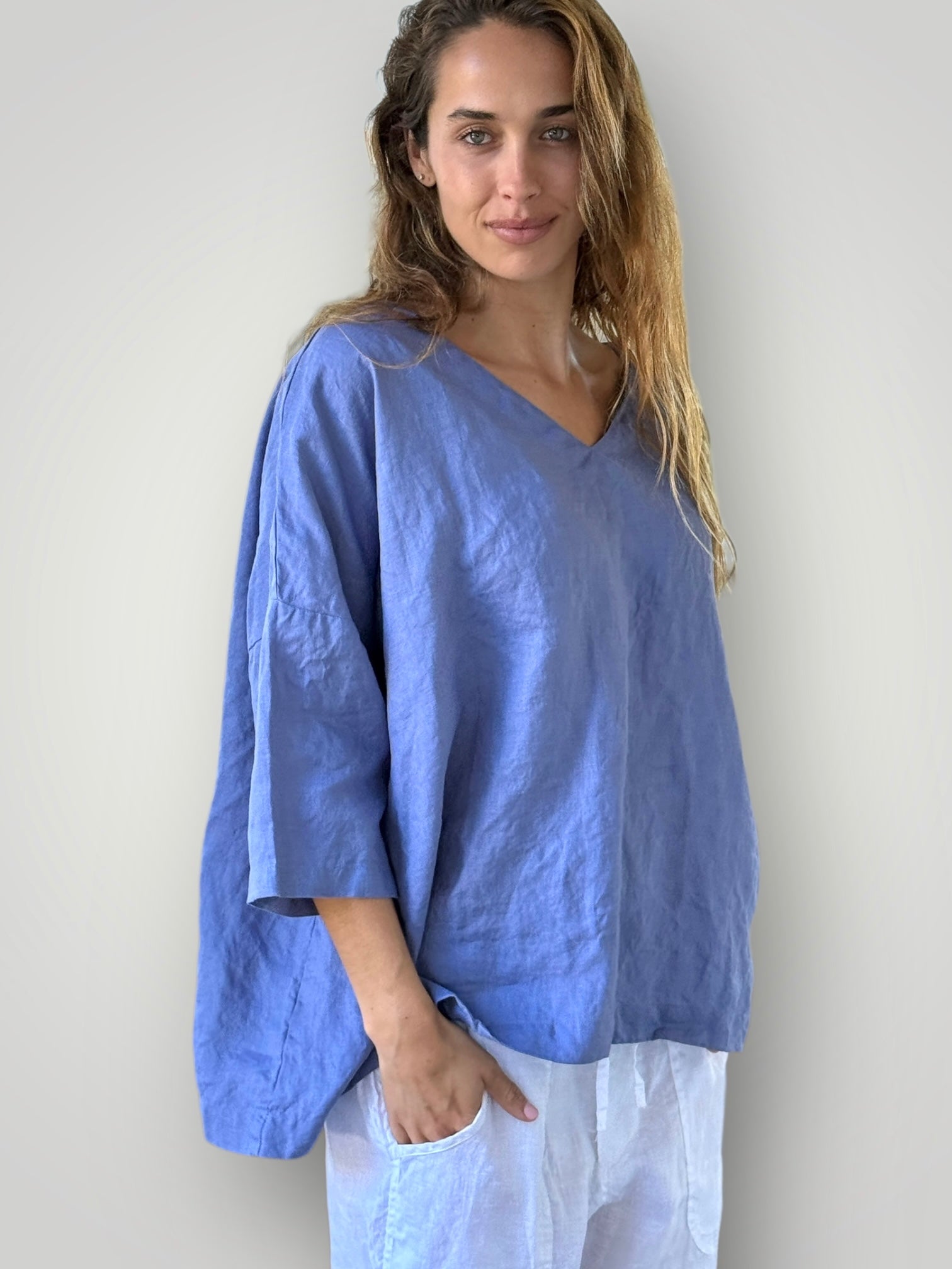 lydia top -cornflower linen Apparel