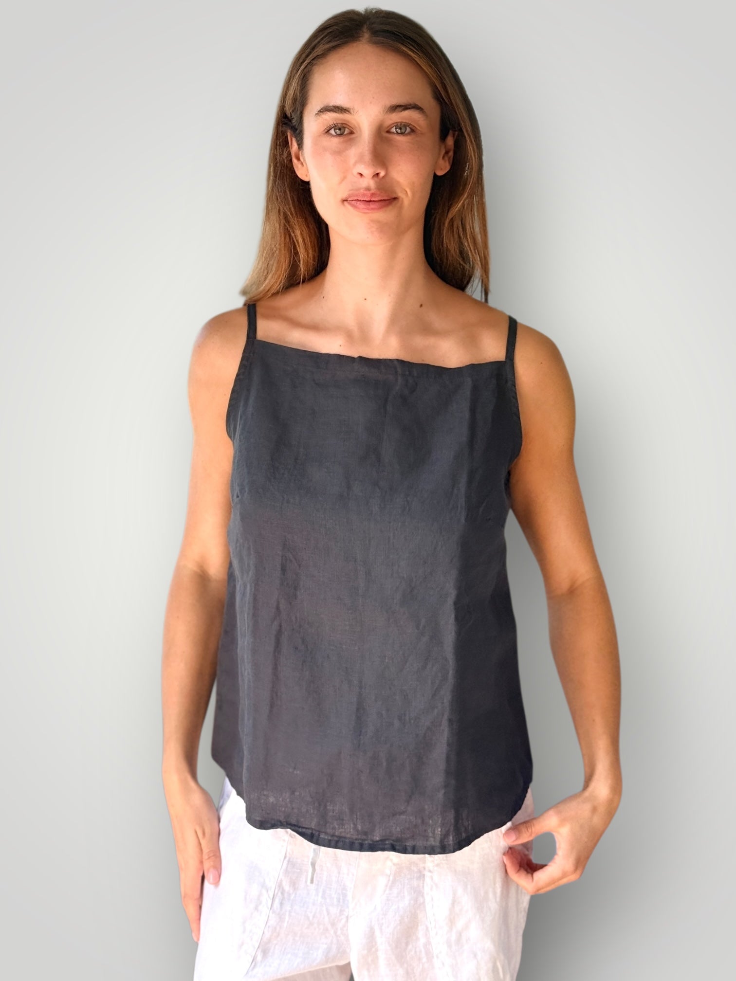 milly tank - charcoal linen Apparel