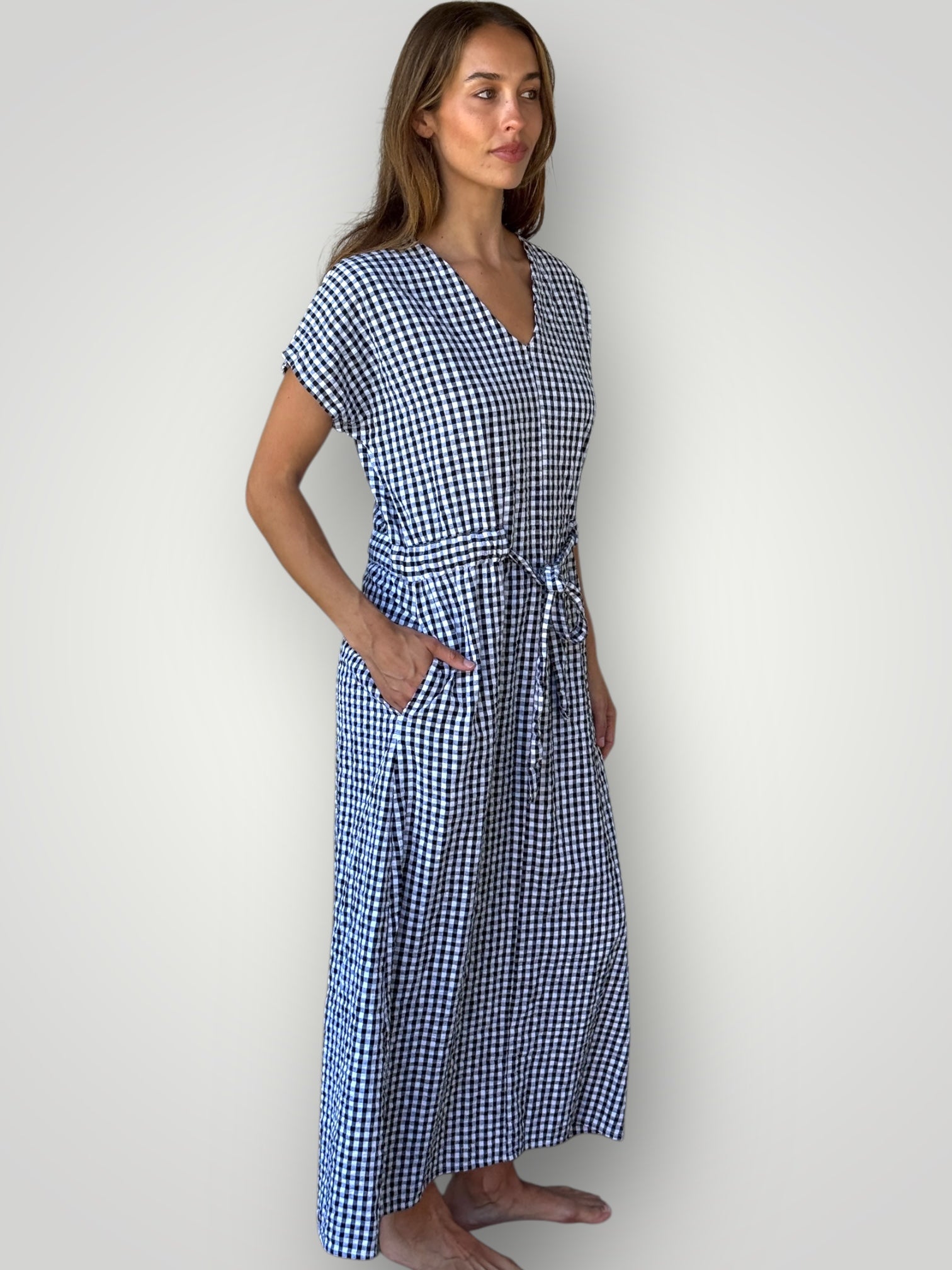 harper dress - black gingham cotton Apparel