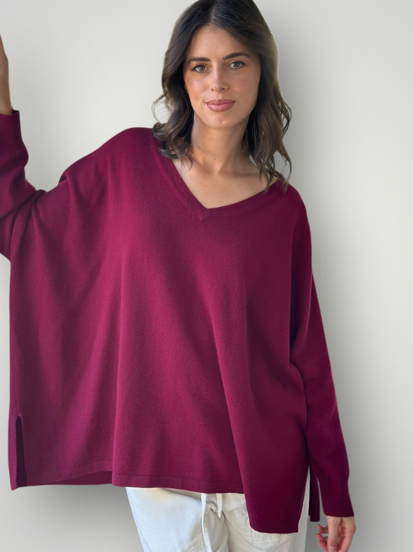 boyfriend v cashmere knit-pinot Apparel