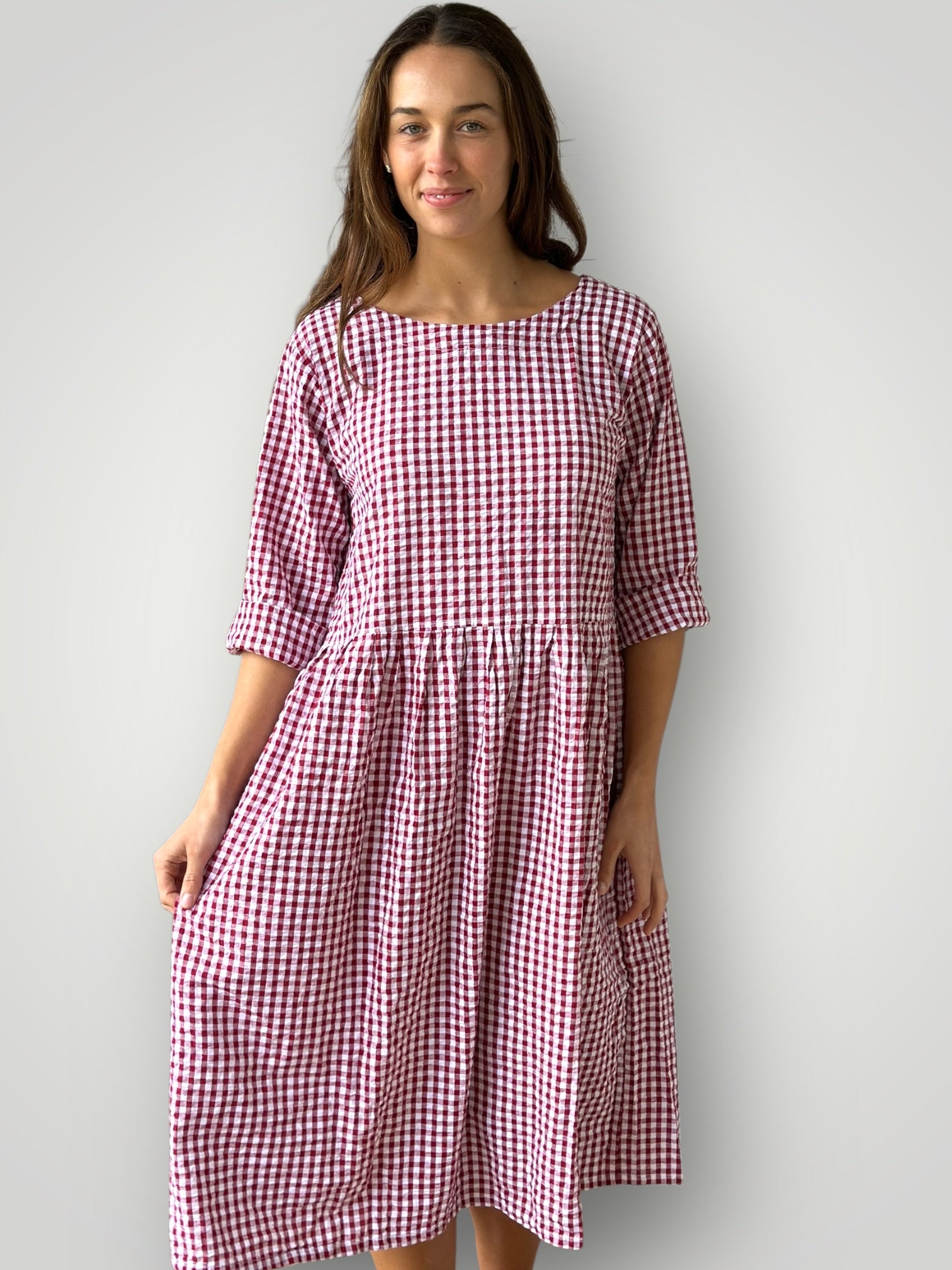 april dress - red gingham cotton Apparel