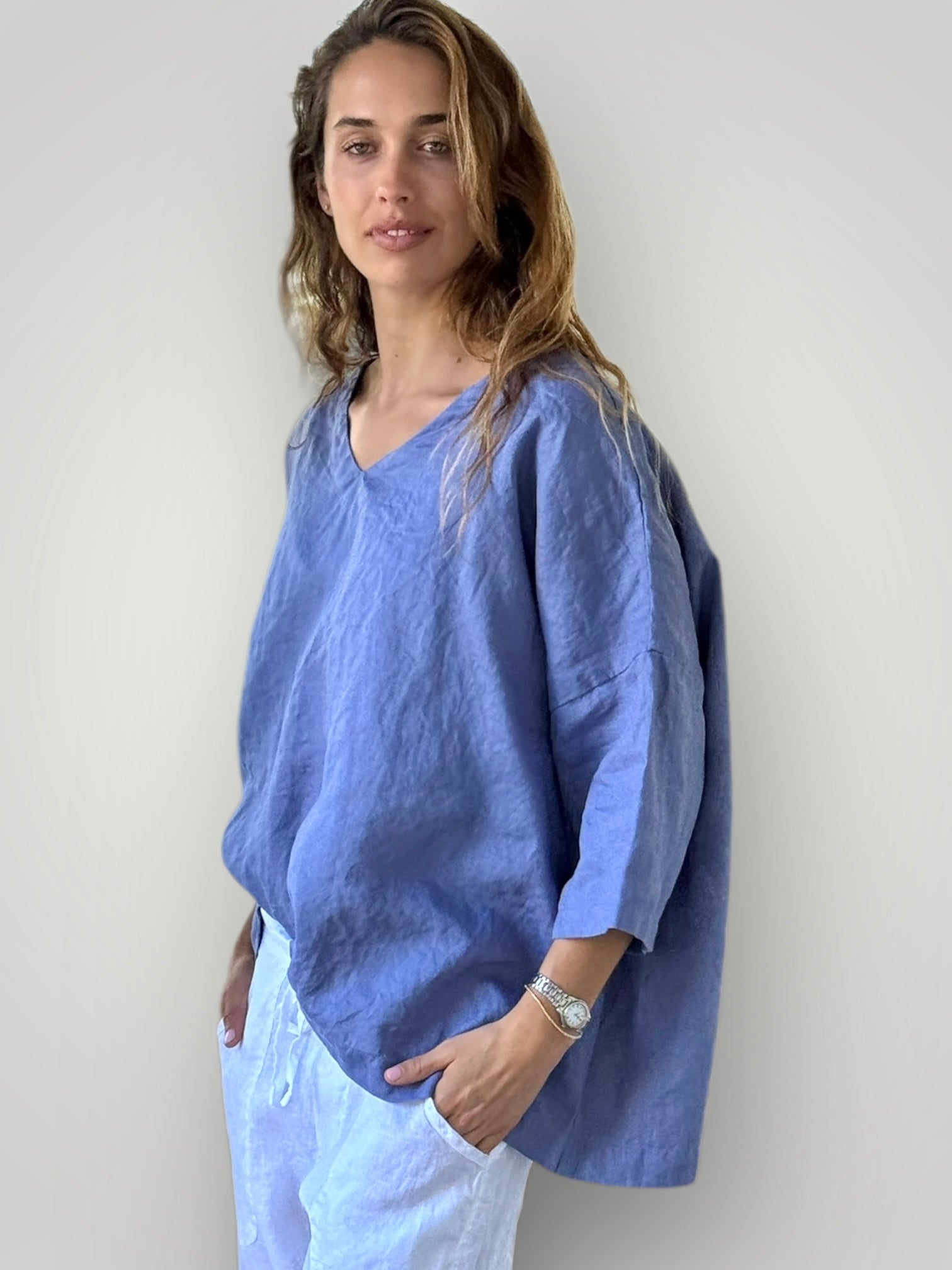 lydia top -cornflower linen Apparel