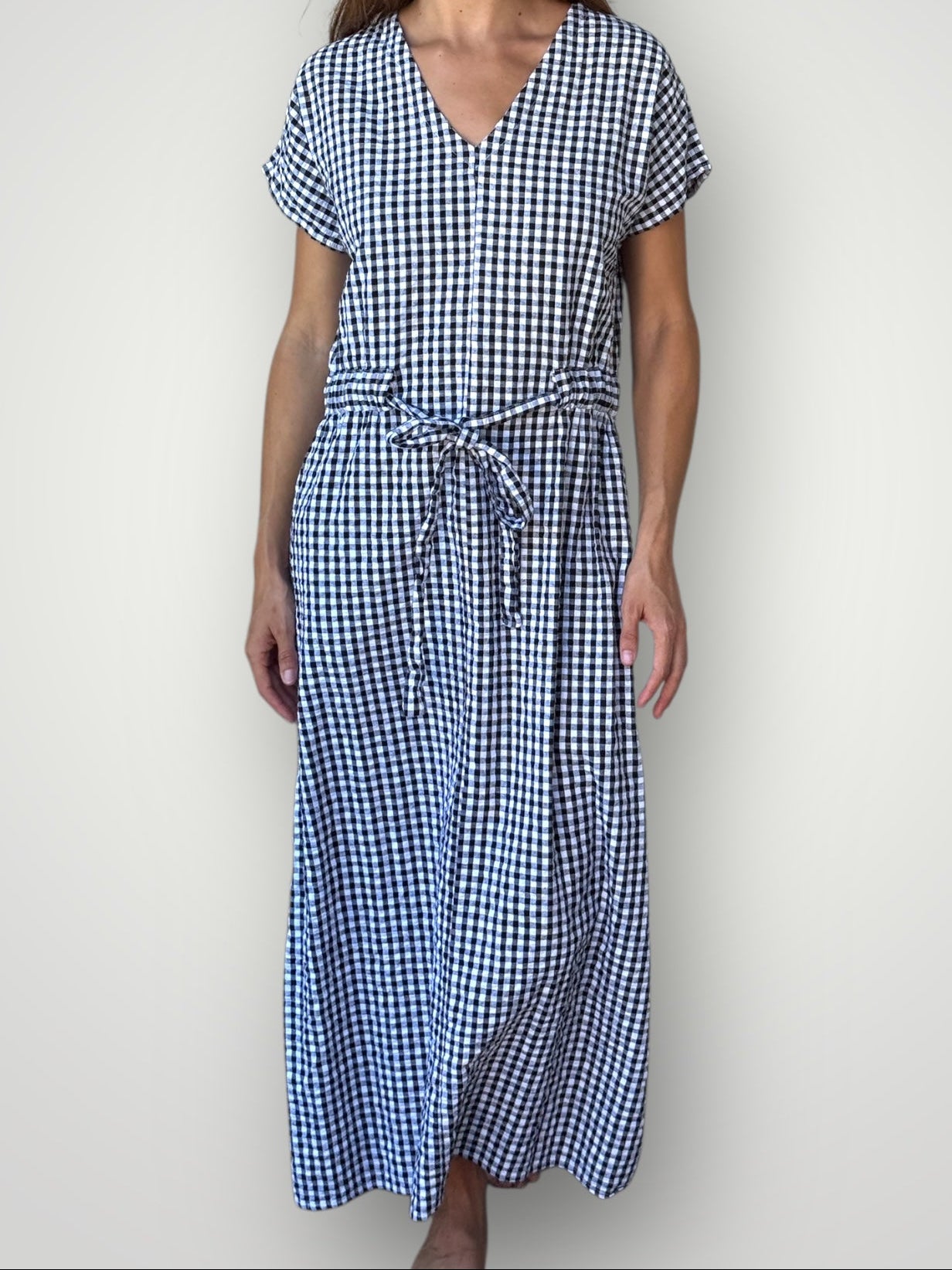 harper dress - black gingham cotton Apparel