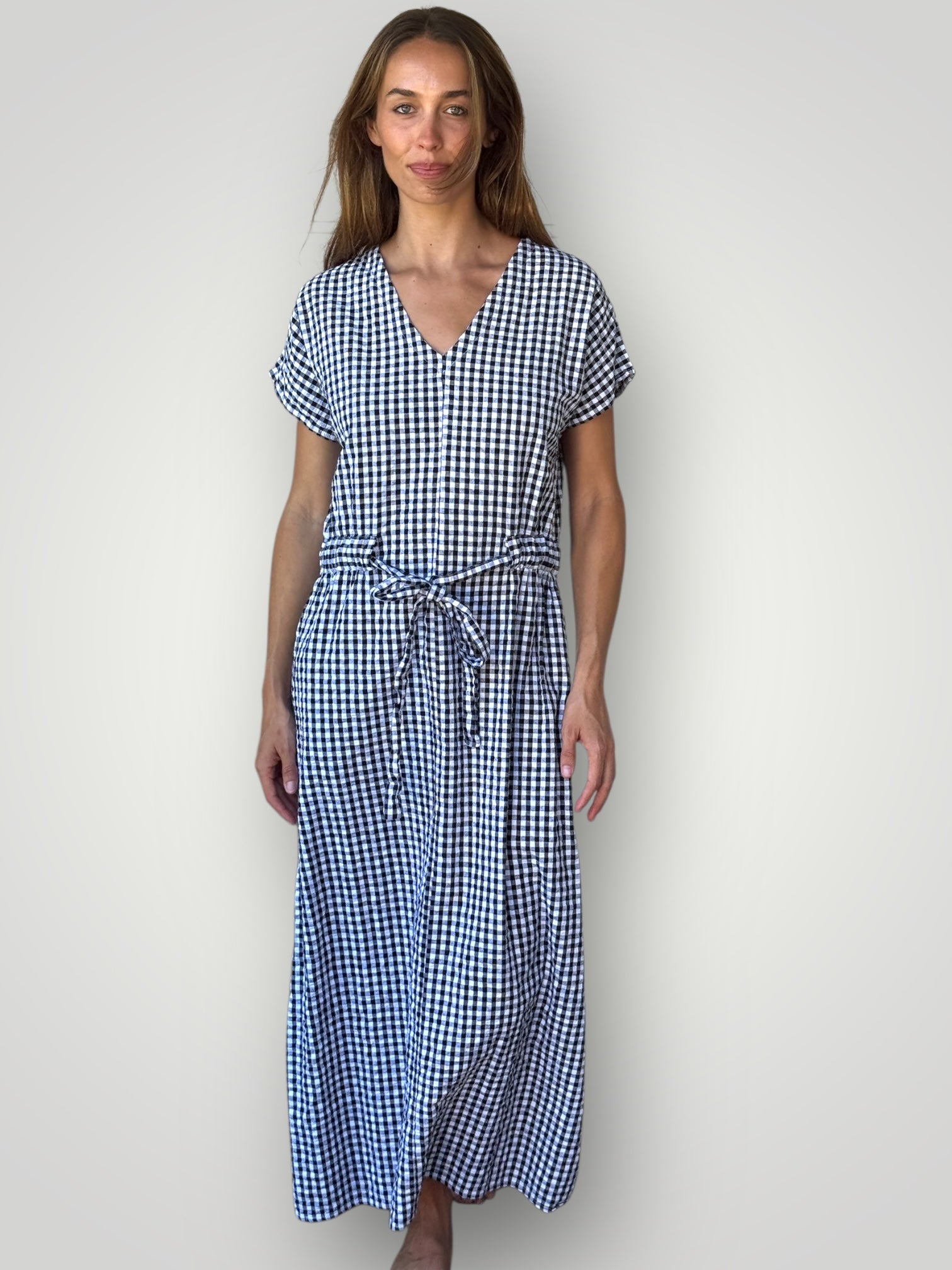 harper dress - black gingham cotton Apparel