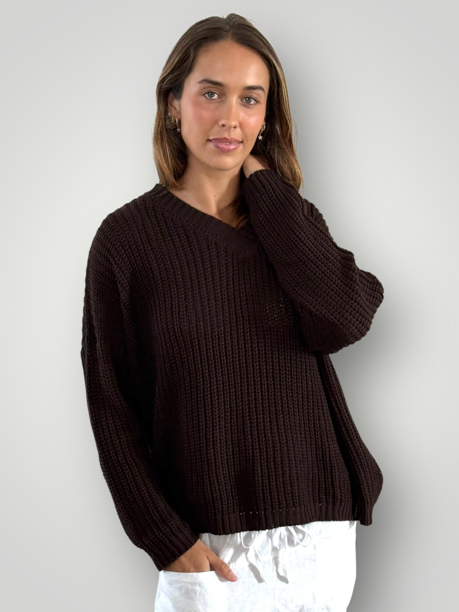 jasper cotton rib knit - chocolate Apparel