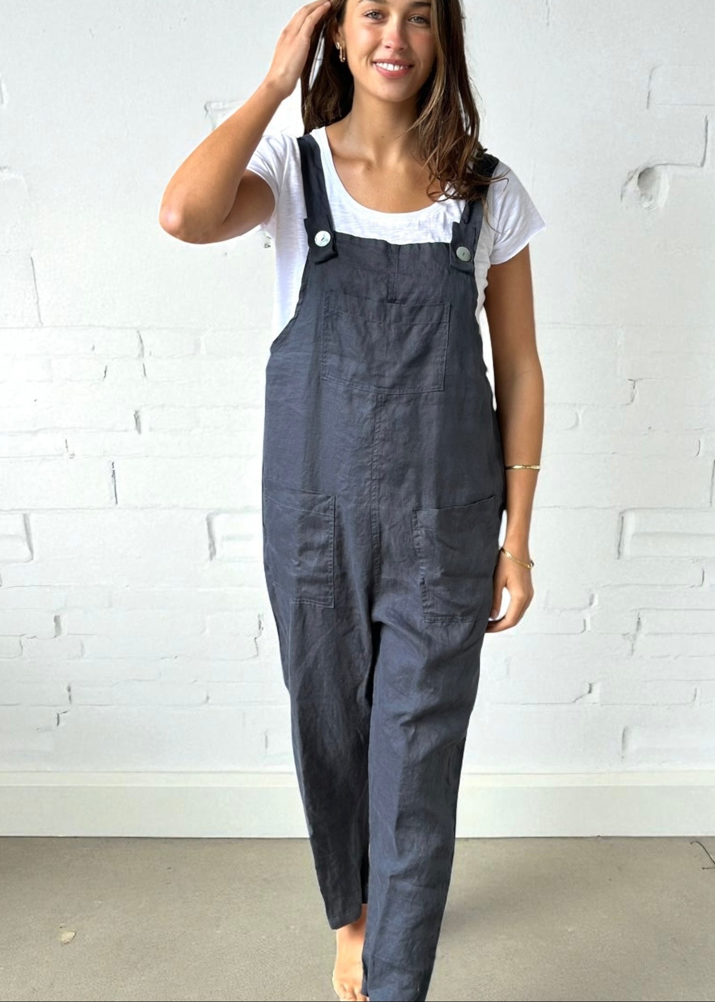 overalls -charcoal linen Apparel