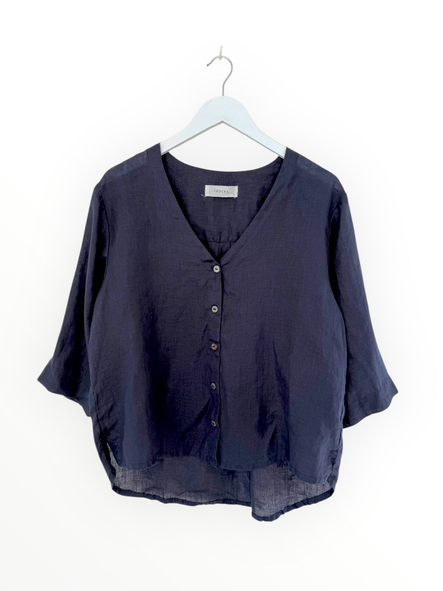 raine shirt - navy linen Apparel