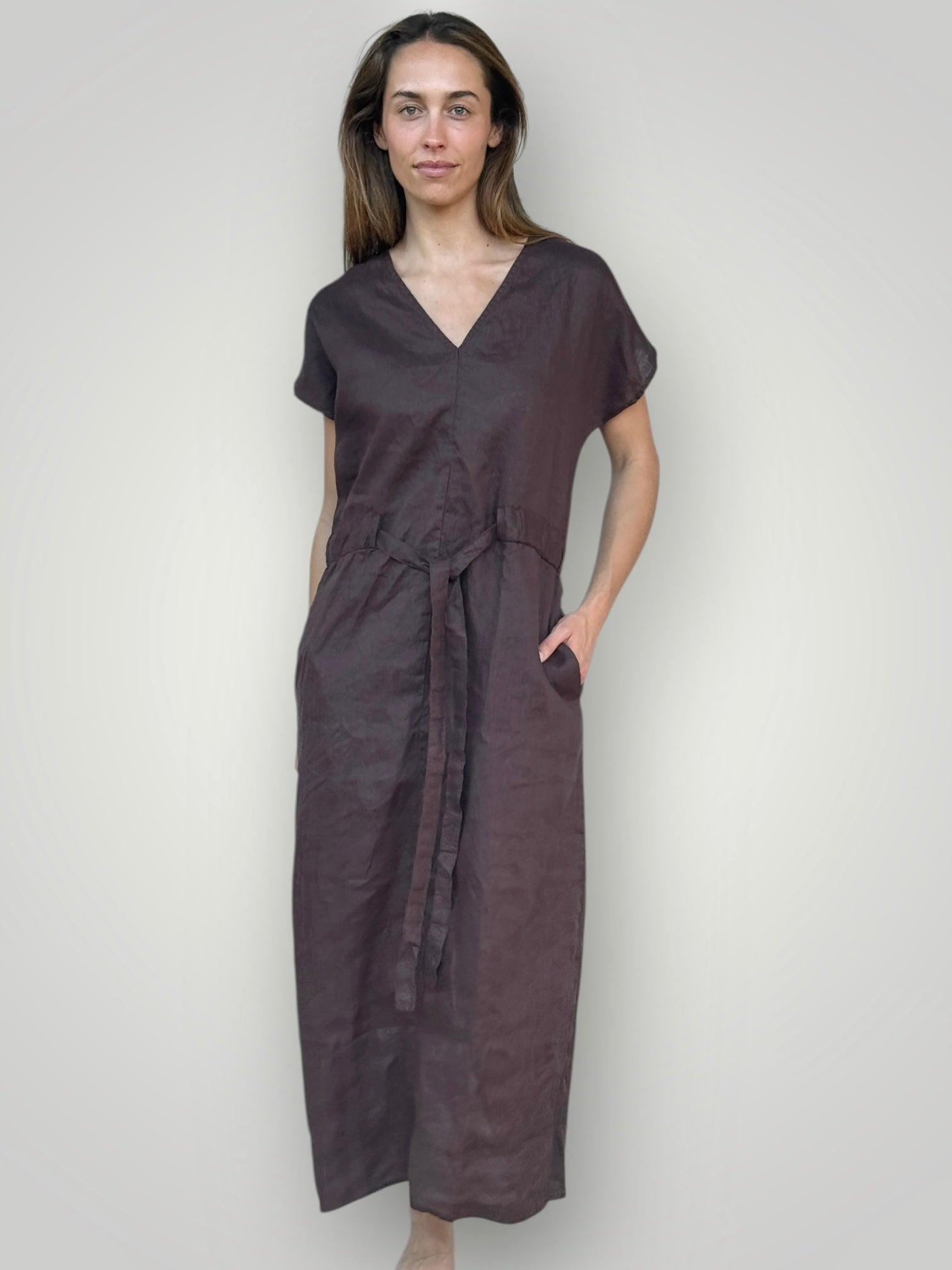 harper dress - chocolate linen Apparel