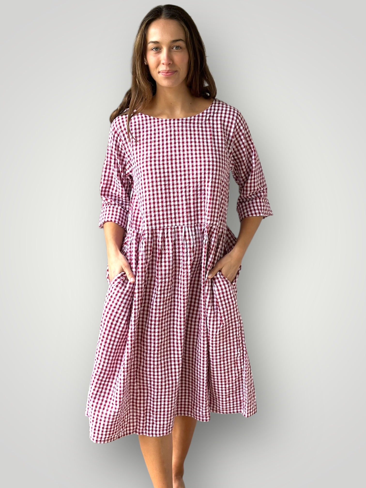 april dress - red gingham cotton Apparel