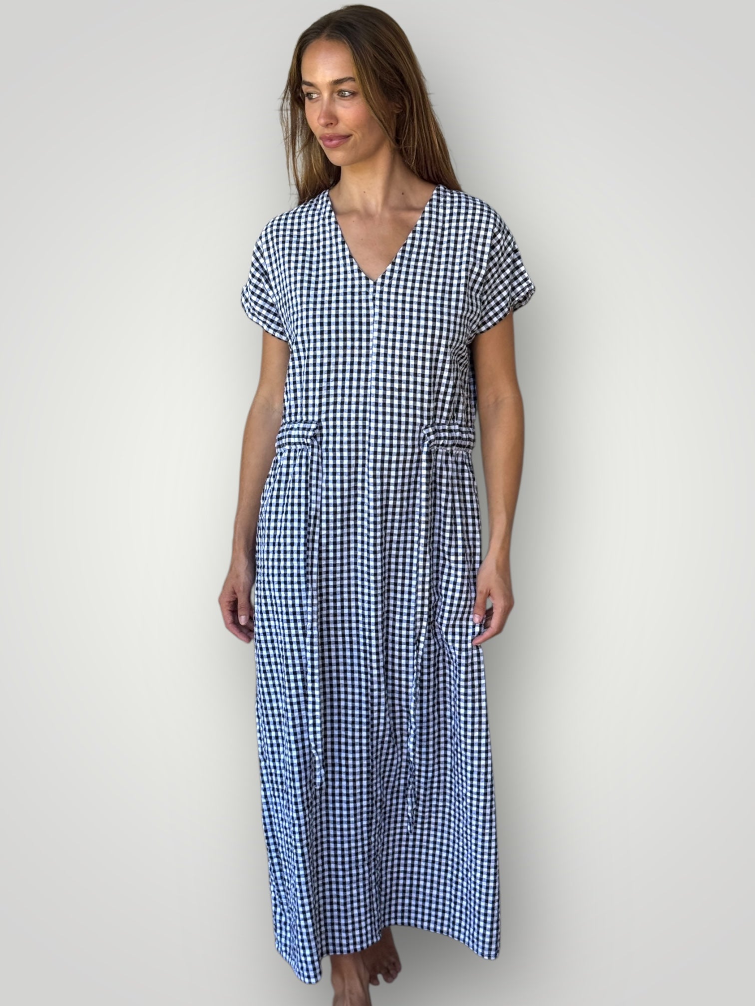harper dress - black gingham cotton Apparel