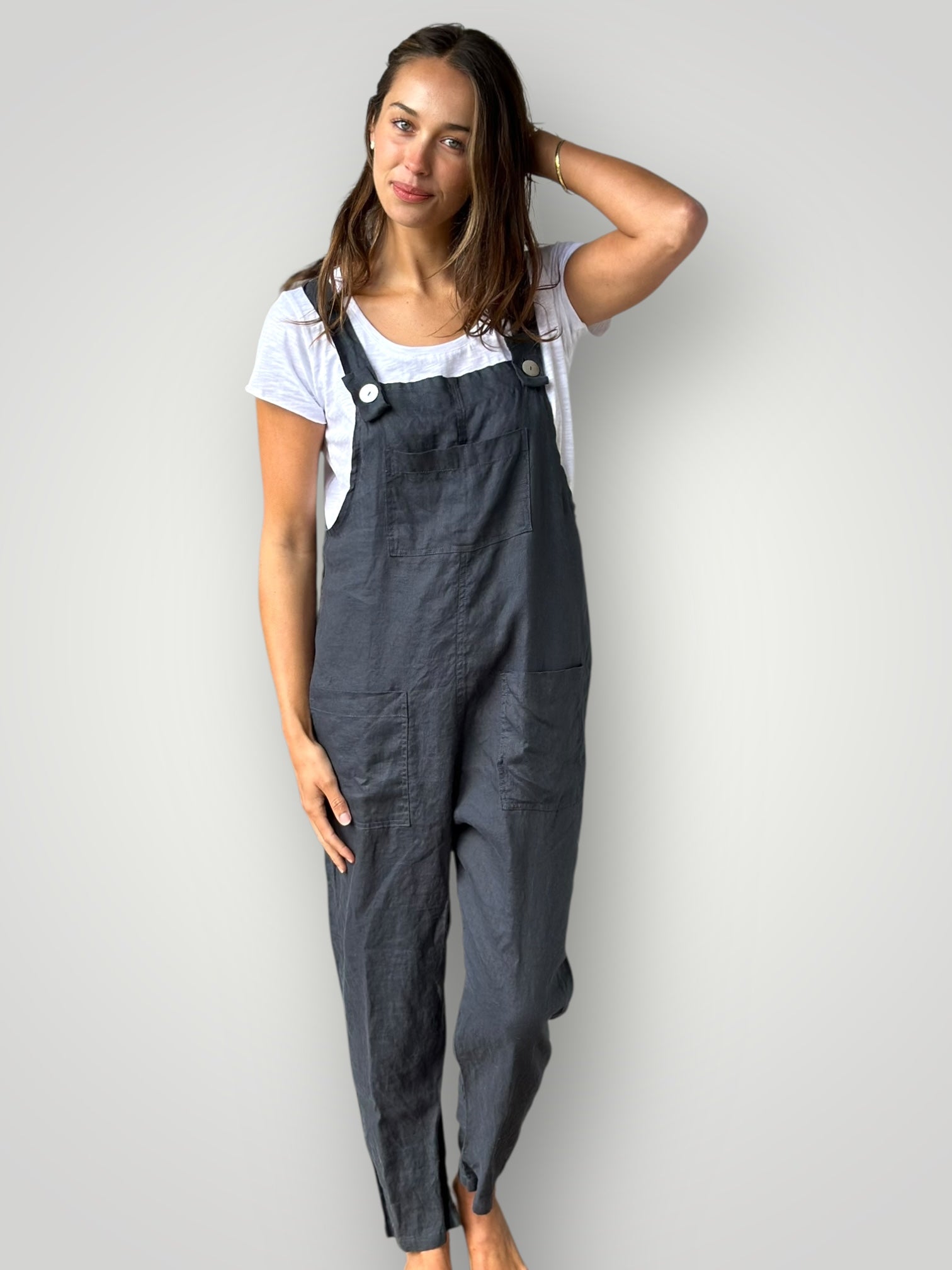 overalls -charcoal linen Apparel